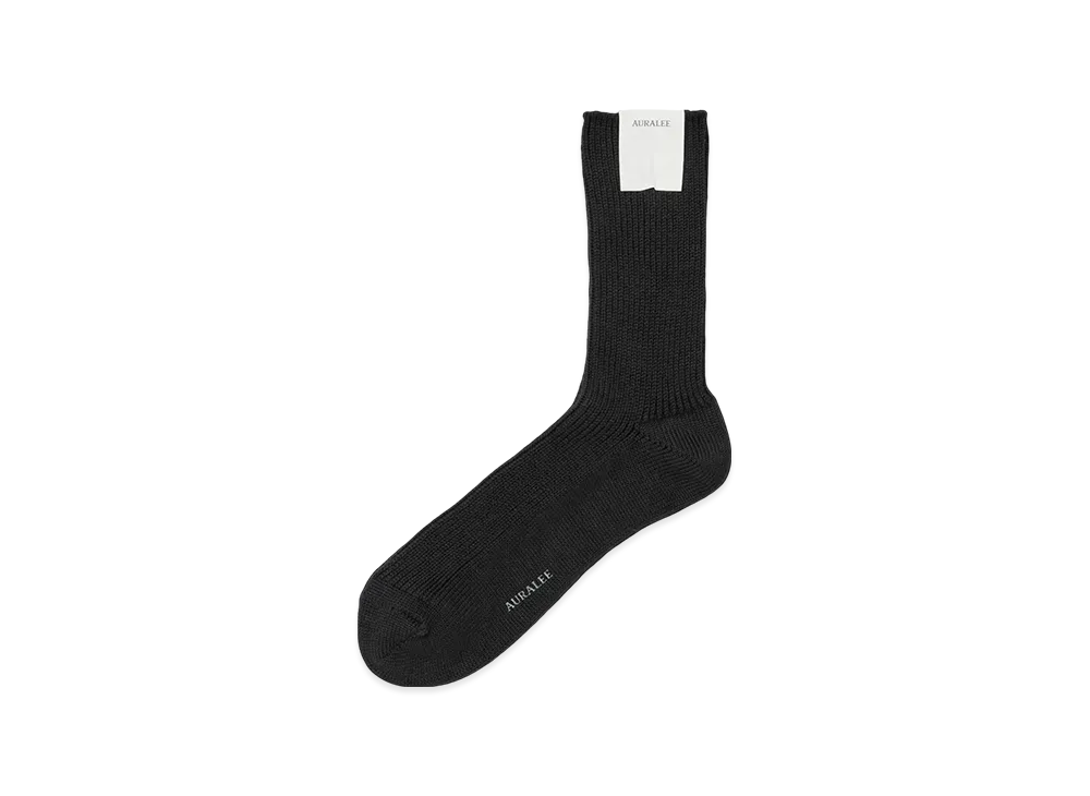 AURALEE Cotton Cashmere Low Gauge Socks "Black"
