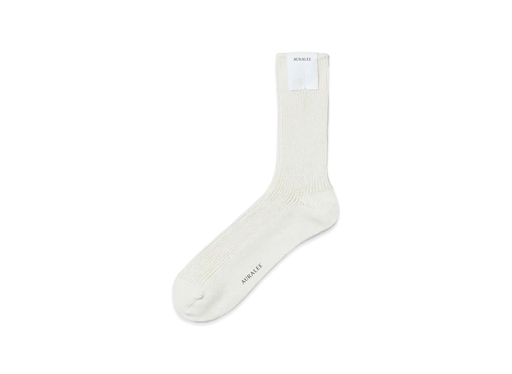 AURALEE Cotton Cashmere Low Gauge Socks "Ivory"