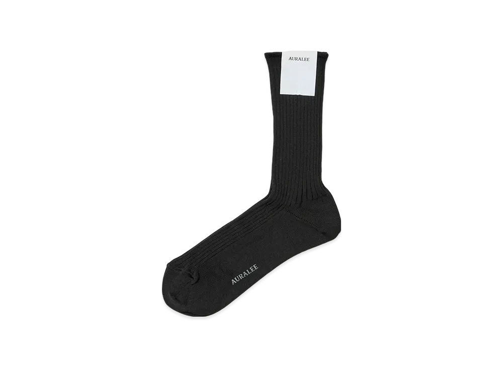 AURALEE Giza High Gauge Socks "Black"