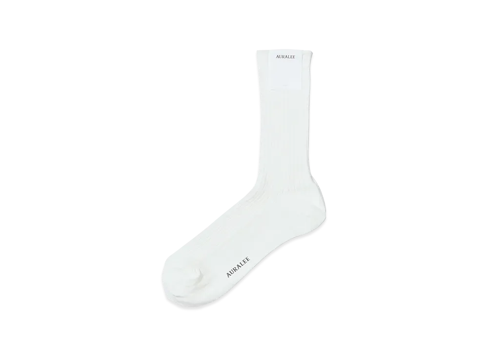 AURALEE Giza High Gauge Socks "White"