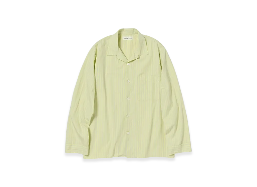 AURALEE Cotton Poplin - Pyjamas Shirt "Light Moss Stripes"