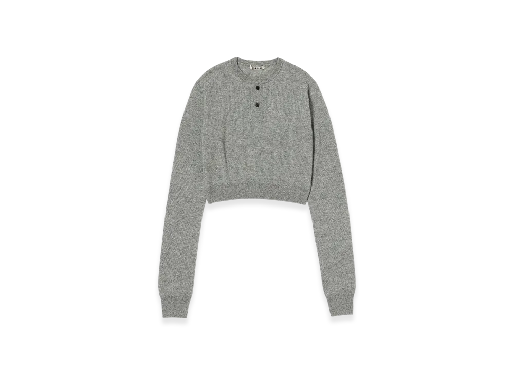 AURALEE Super Fine Cashmere Silk Knit Henly Neck P/O "Top Grey"