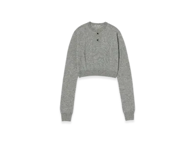 AURALEE Super Fine Cashmere Silk Knit Henly Neck P/O "Top Grey"