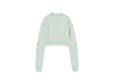 AURALEE Super Fine Cashmere Silk Knit Henly Neck P/O "White Green"