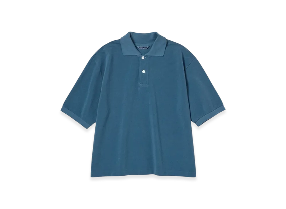 AURALEE High Gauge Pique Polo "Deep Blue"