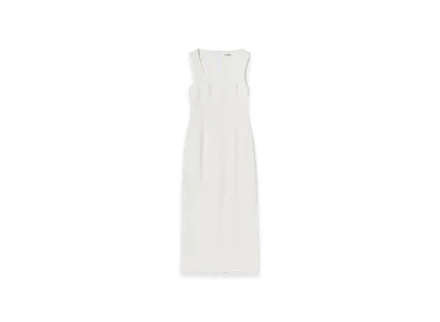 AURALEE Hard Twist Cotton Linen Gabardine Dress "White"
