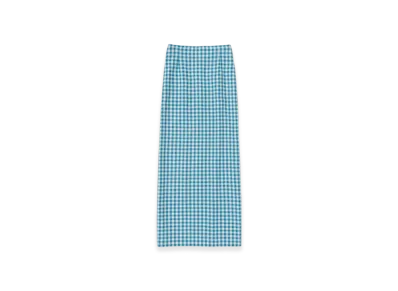 AURALEE Airy Smooth Cashmere Skirt "Light Blue Check"
