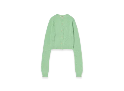 AURALEE Summer Cashmere Knit Crew Neck Cardigan "Light Green"