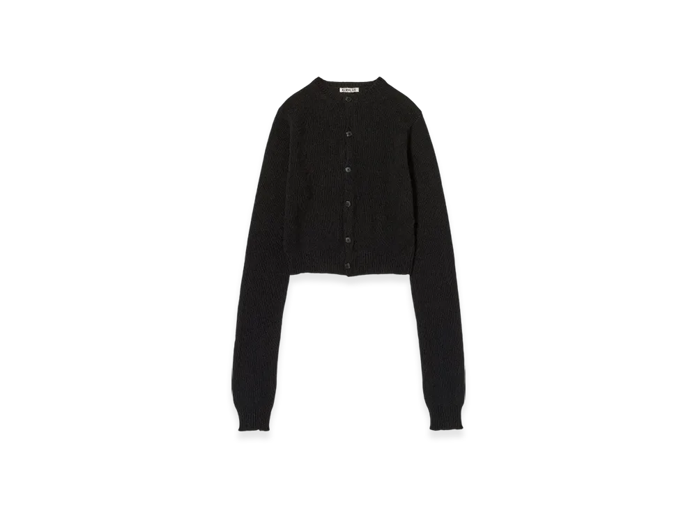 AURALEE Summer Cashmere Knit Crew Neck Cardigan "Black"