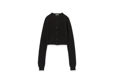 AURALEE Summer Cashmere Knit Crew Neck Cardigan "Black"
