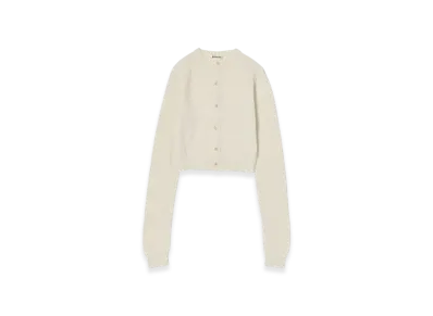 AURALEE Summer Cashmere Knit Crew Neck Cardigan "Ivory White"