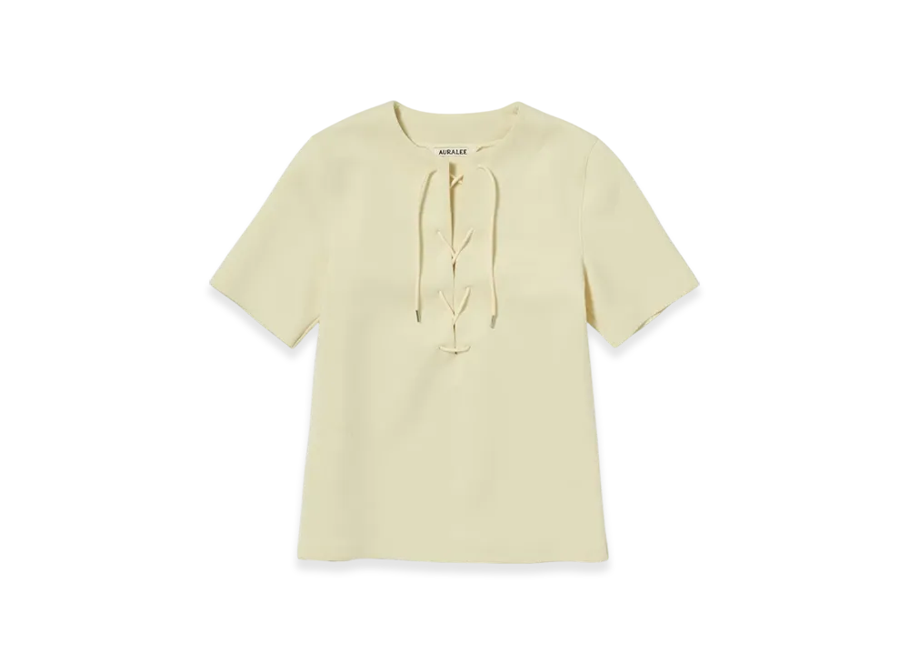 AURALEE Wetsuit Jersey Lace Up Tee "Ivory Beige"
