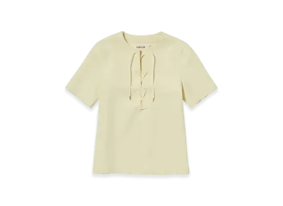 AURALEE Wetsuit Jersey Lace Up Tee "Ivory Beige"
