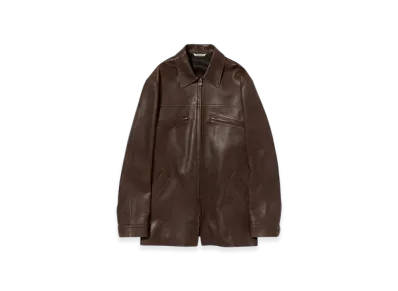 AURALEE Lamb Leather Long Zip Blouson "Brown"