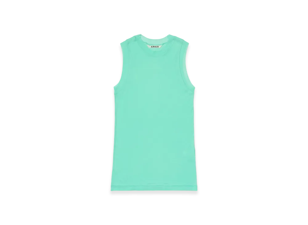 AURALEE Super High Gauge Sheer Rib Tank Top "Aqua Green"