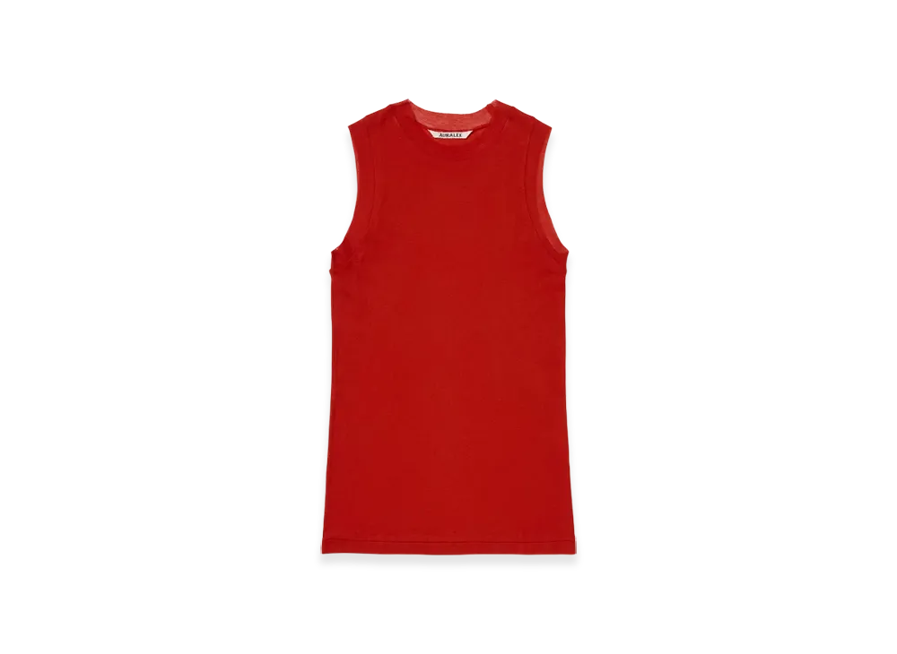 AURALEE Super High Gauge Sheer Rib Tank Top "Red"