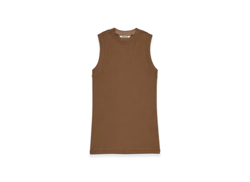 AURALEE Super High Gauge Sheer Rib Tank Top "Brown"