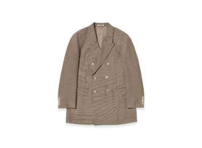 AURALEE Tropical Wool Kid Mohair Double Breasted Jacket "Brown Check"