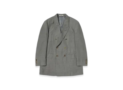 AURALEE Tropical Wool Kid Mohair Double Breasted Jacket "Grey Check"