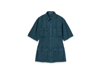 AURALEE Product Dyed Finx Gabardine Mini Shirt Dress "Dyed Navy"