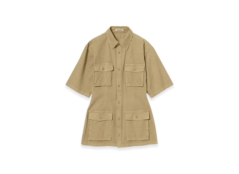 AURALEE Product Dyed Finx Gabardine Mini Shirt Dress "Dyed Beige"