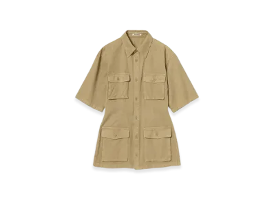 AURALEE Product Dyed Finx Gabardine Mini Shirt Dress "Dyed Beige"