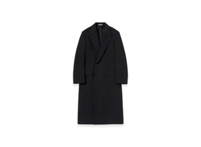 AURALEE Sponge Wool Twill Double Breasted Coat "Top Navy"