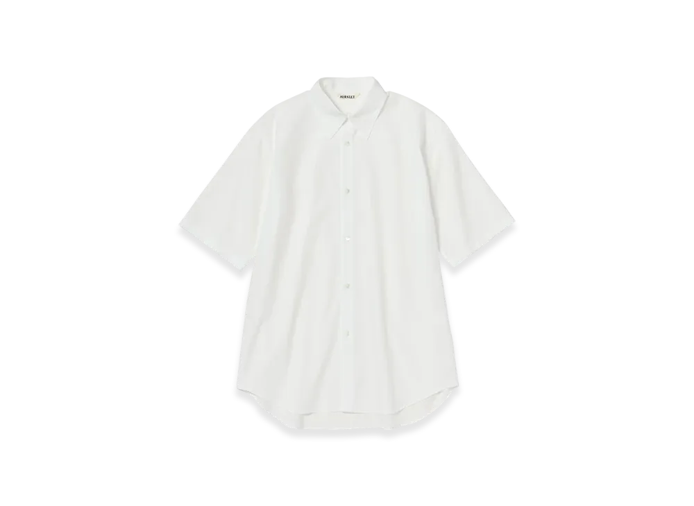 AURALEE Washed Finx Twill Half Sleeved Shirt "White"
