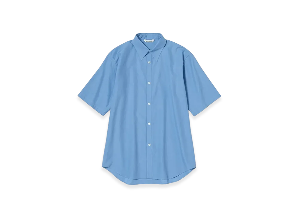 AURALEE Washed Finx Twill Half Sleeved Shirt "Blue"