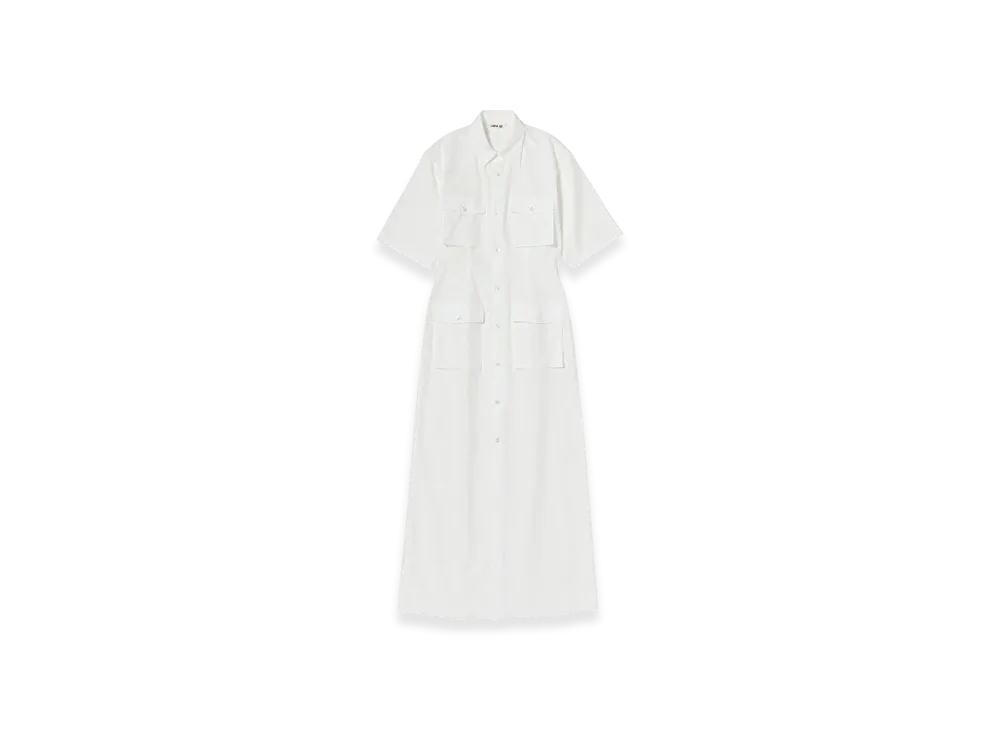 AURALEE Washed Finx Twill Shirt Dress "White"