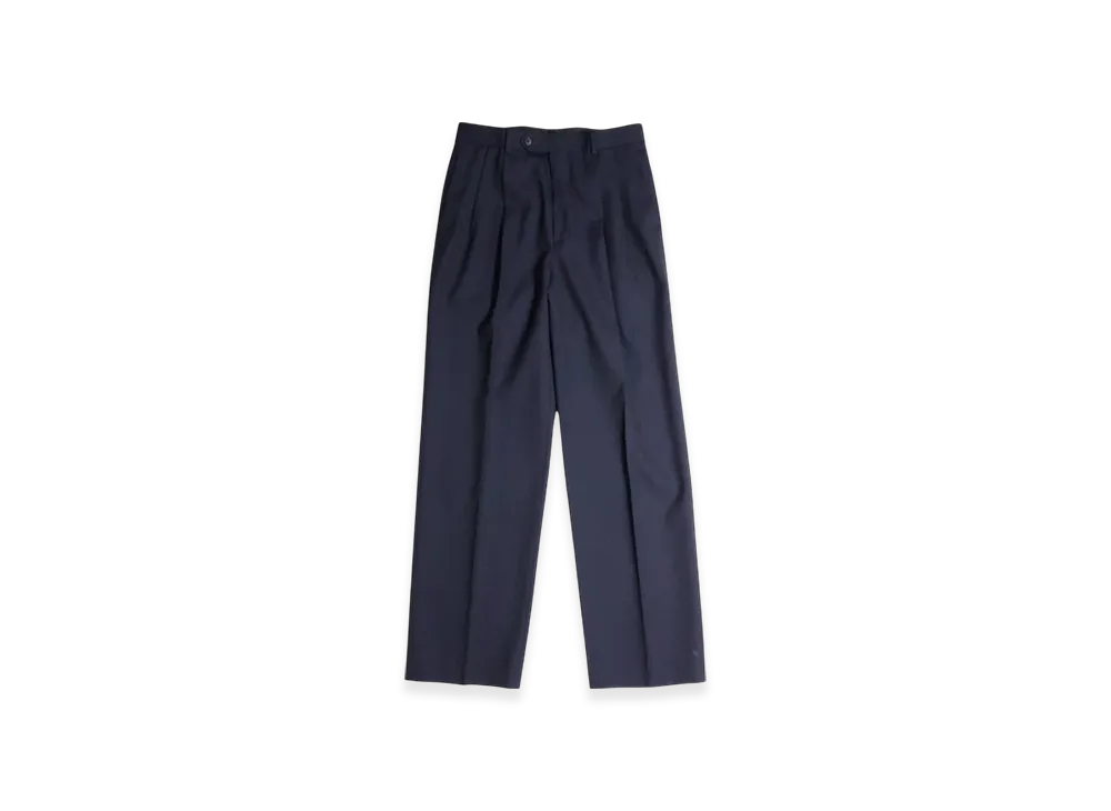 AURALEE Wool Kid Mohair Hop Sack One-Tuck Slacks "Dark Navy"