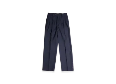 AURALEE Wool Kid Mohair Hop Sack One-Tuck Slacks "Dark Navy"