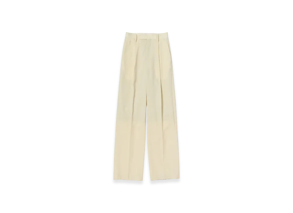 AURALEE Wool Kid Mohair Hop Sack One-Tuck Slacks "Ivory White"