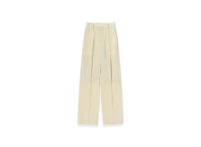 AURALEE Wool Kid Mohair Hop Sack One-Tuck Slacks "Ivory White"