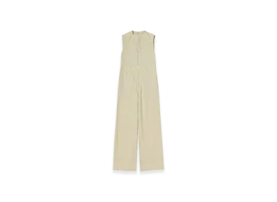 AURALEE Wool Herringbone Sleeveless Jumpsuit "Ivory Beige"