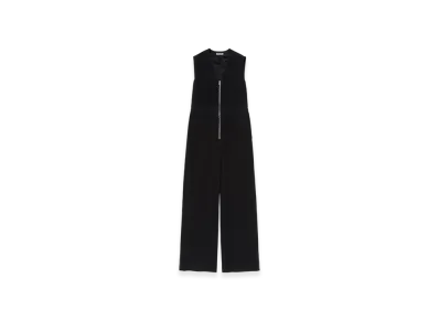 AURALEE Hard Twist Cotton Linen Gabardine Sleeveless Jumpsuit "Black"