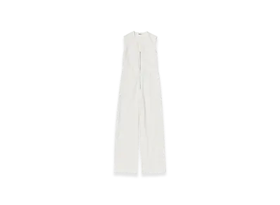 AURALEE Hard Twist Cotton Linen Gabardine Sleeveless Jumpsuit "White"