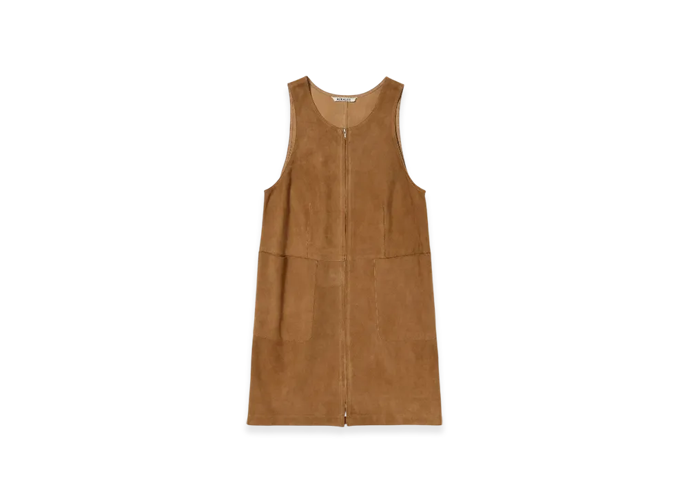 AURALEE Lamb Suede Zip Mini Dress "Camel"