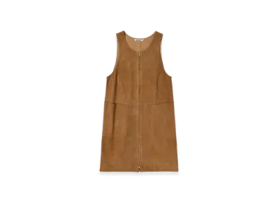 AURALEE Lamb Suede Zip Mini Dress "Camel"