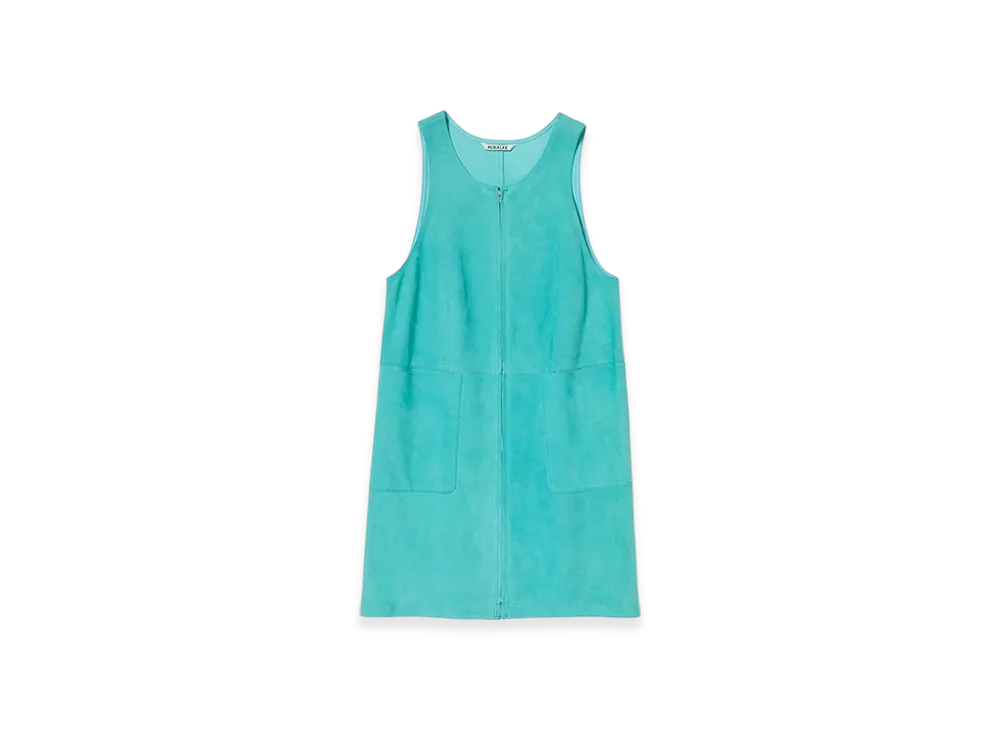 AURALEE Lamb Suede Zip Mini Dress "Aqua Blue"