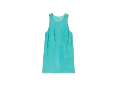 AURALEE Lamb Suede Zip Mini Dress "Aqua Blue"