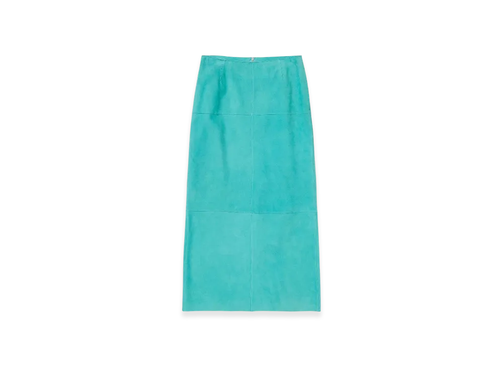 AURALEE Lamb Suede Skirt "Aqua Blue"