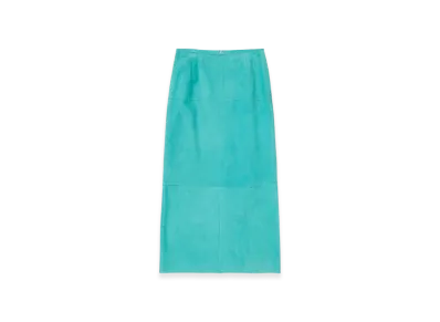 AURALEE Lamb Suede Skirt "Aqua Blue"