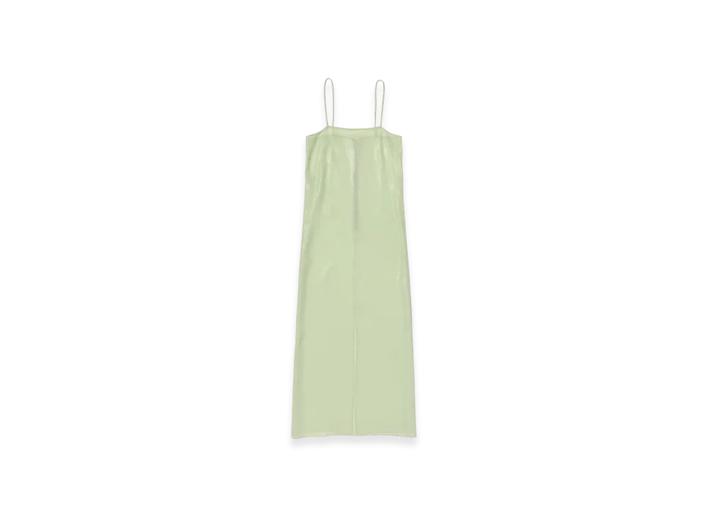 AURALEE Foil Printed Silk Lawn Slip Dress "Pale Green"