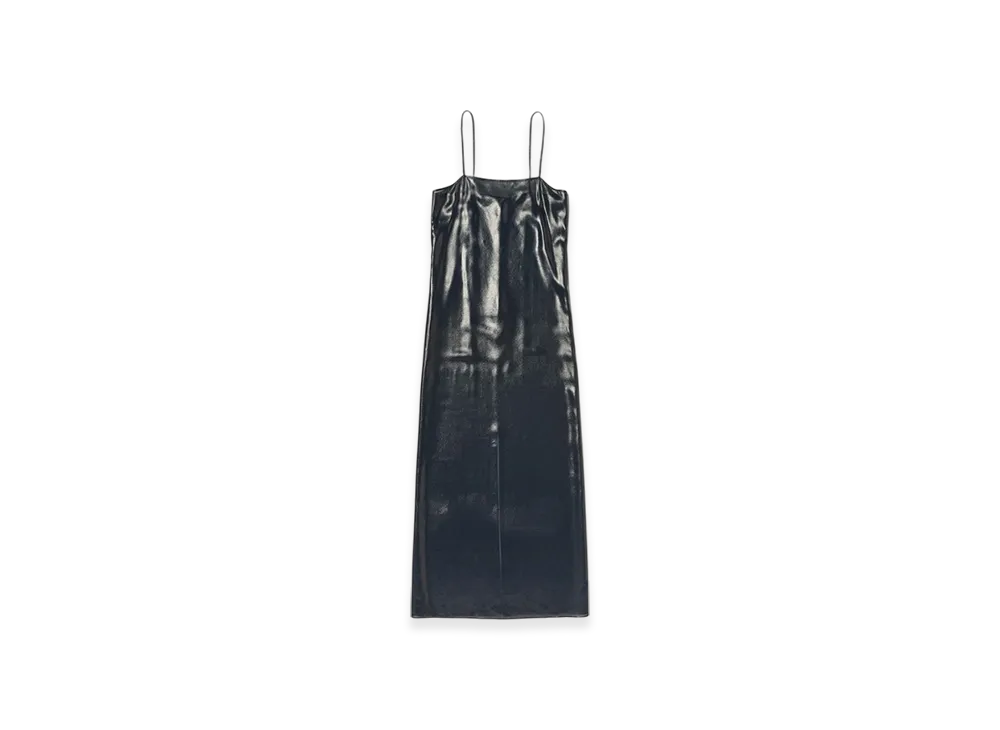 AURALEE Foil Printed Silk Lawn Slip Dress "Navy"