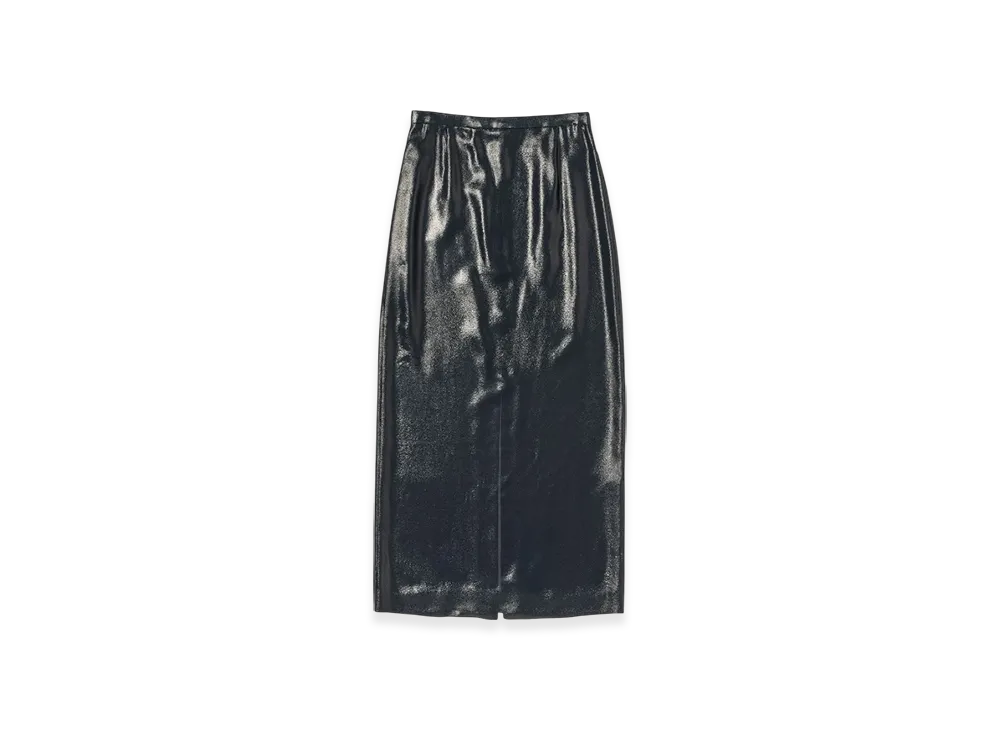 AURALEE Foil Printed Silk Lawn Skirt "Navy"