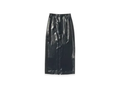 AURALEE Foil Printed Silk Lawn Skirt "Navy"