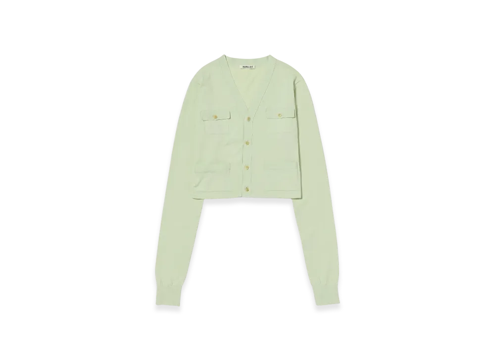 AURALEE Super High Gauge Cotton Knit Cardigan "Light Pistachio"