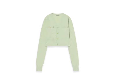 AURALEE Super High Gauge Cotton Knit Cardigan "Light Pistachio"