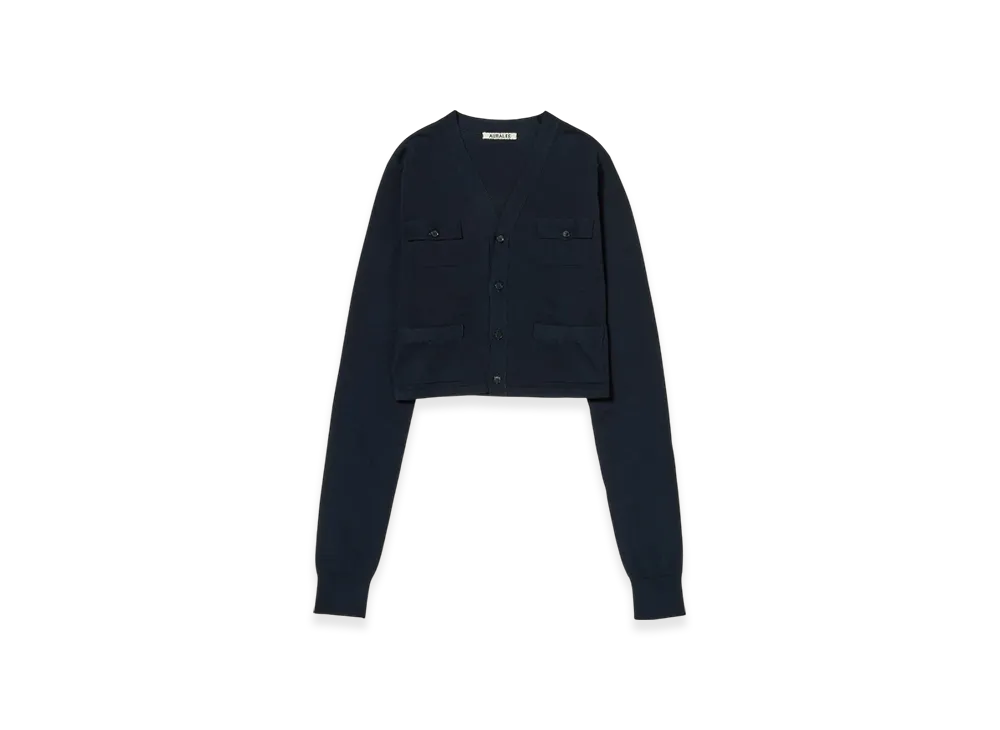 AURALEE Super High Gauge Cotton Knit Cardigan "Dark Navy"